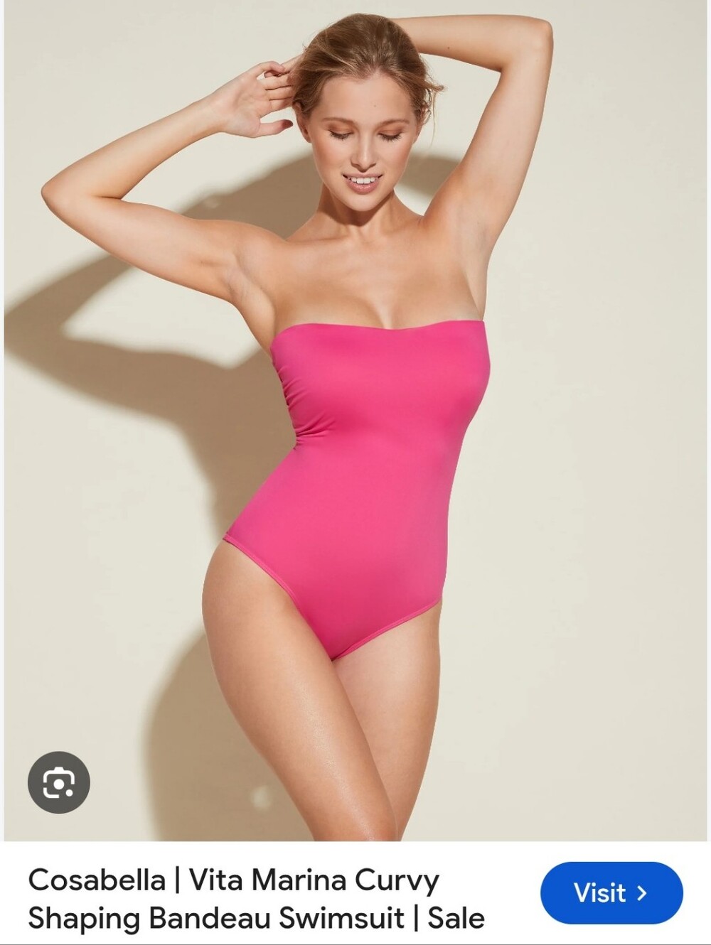 Cosabella Vita Marina Curvy Shaping Bandeau Swimsuit Pink One Piece Sz. M NWOT